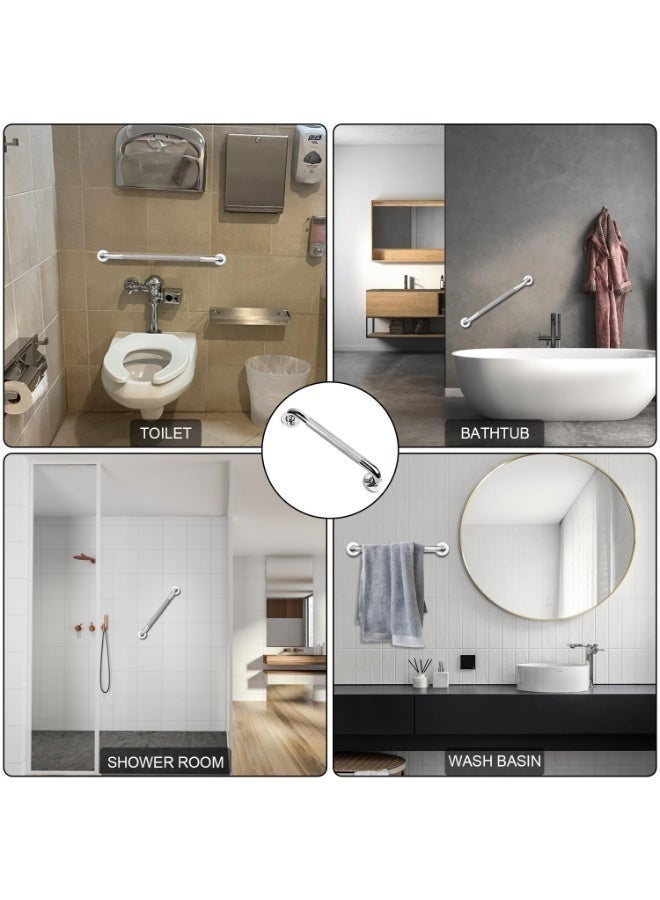 WALALLA 2Pack 304 Stainless Steel Shower Grab Bar - 40cm Anti-Slip Safety Rail for Elderly & Pregnancy Support | Heavy Duty Bathroom Handrail with Secure Mounting (Grid Pattern) - Image 2